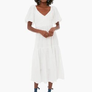 Tuckernuck (Hyacinth House) White Puff Sleeve Midi Dress